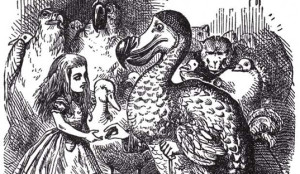 John Tenniel illustration of Alice and the other creatures.