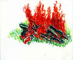 "Bonfire" (watercolor on paper)